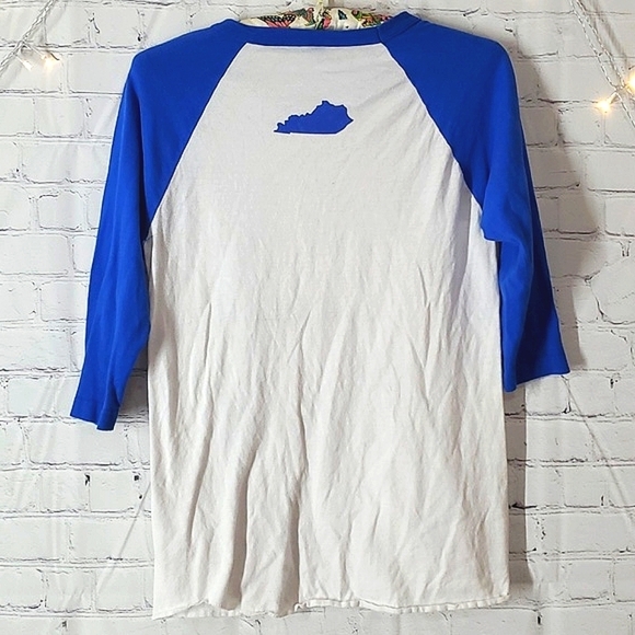 Kentucky Wildcats UK Navy Blue Baseball Quarter Sleeve Oversized Top Womens XS - Picture 9 of 13